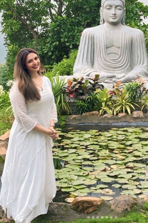 White Drape Dress with Scarf